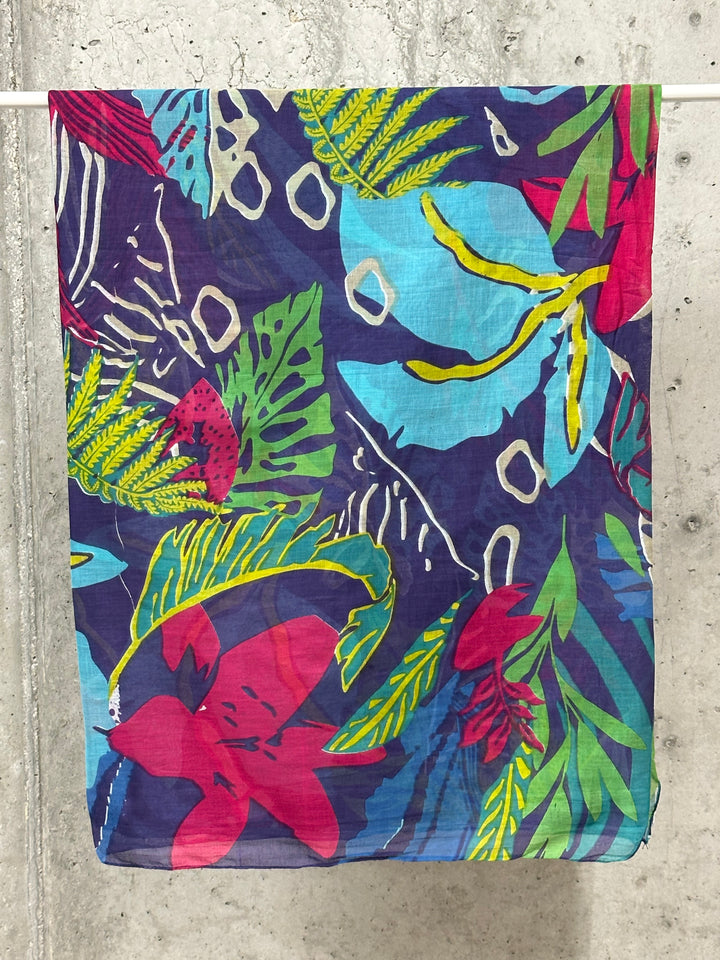 Foulard/étole bleu 100% coton
