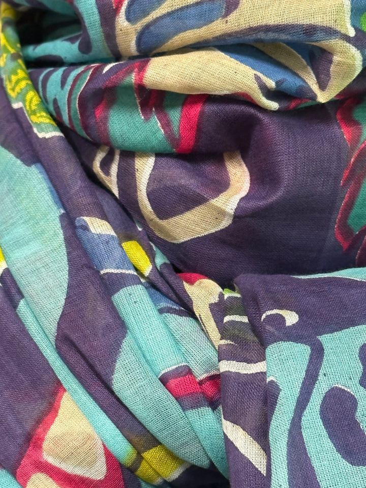 Foulard/étole bleu 100% coton