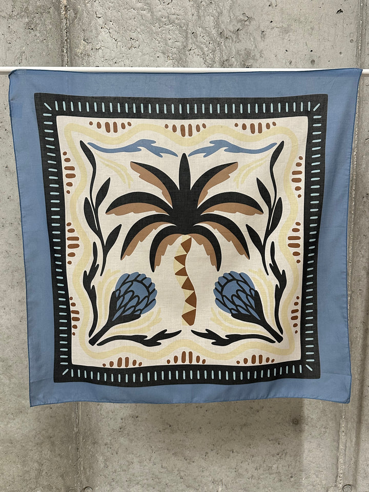 Foulard carré bleu 100% coton MADE IN ITALY