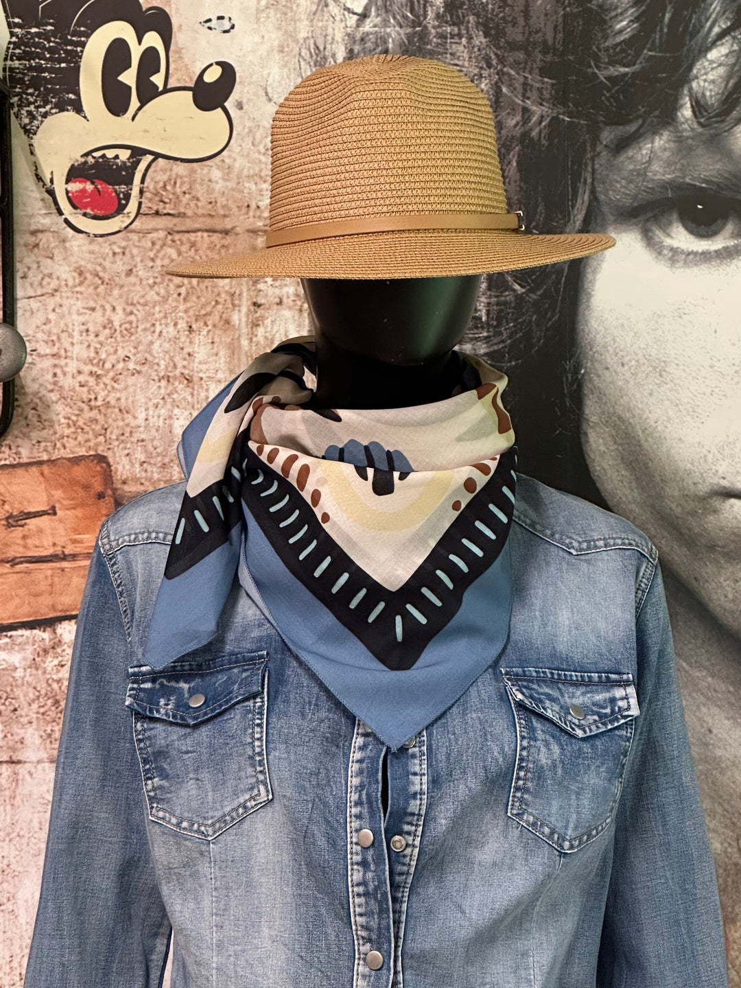 Foulard carré bleu 100% coton MADE IN ITALY