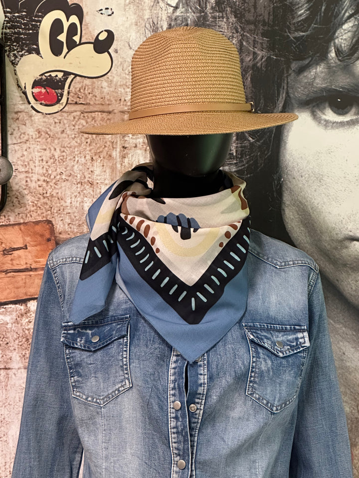 Foulard carré bleu 100% coton MADE IN ITALY