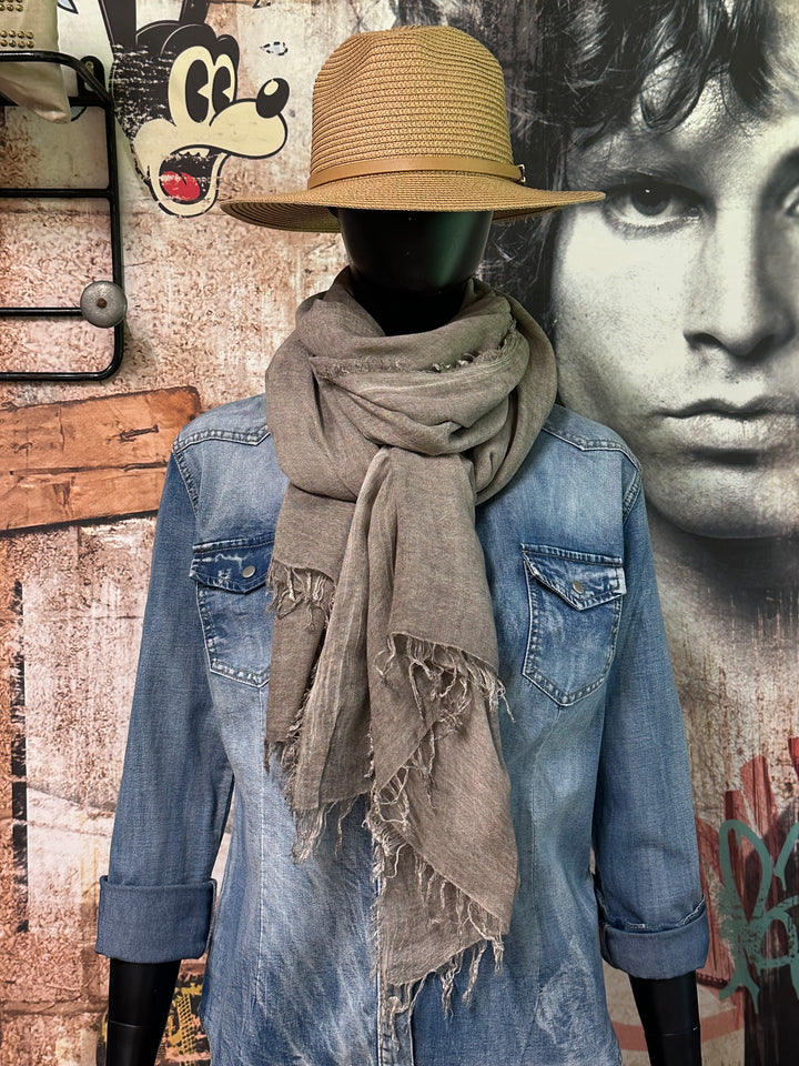 Foulard/étole taupe uni 100% bambou MADE IN ITALY