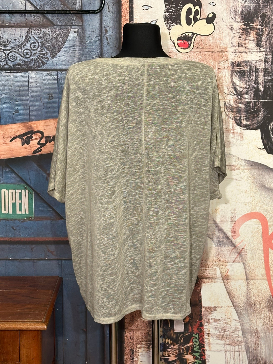 T-shirt + size col V "Ibiza sun" kaki clair chiné