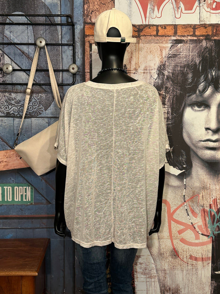 T-shirt + size col V "skull" beige chiné