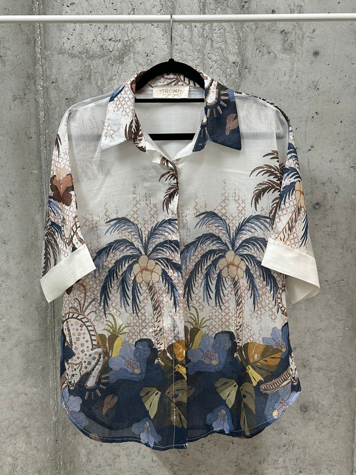 Chemisier "Basile" motif tropical (40/44) MADE IN ITALY