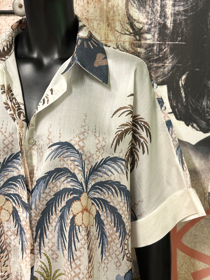 Chemisier "Basile" motif tropical (40/44) MADE IN ITALY
