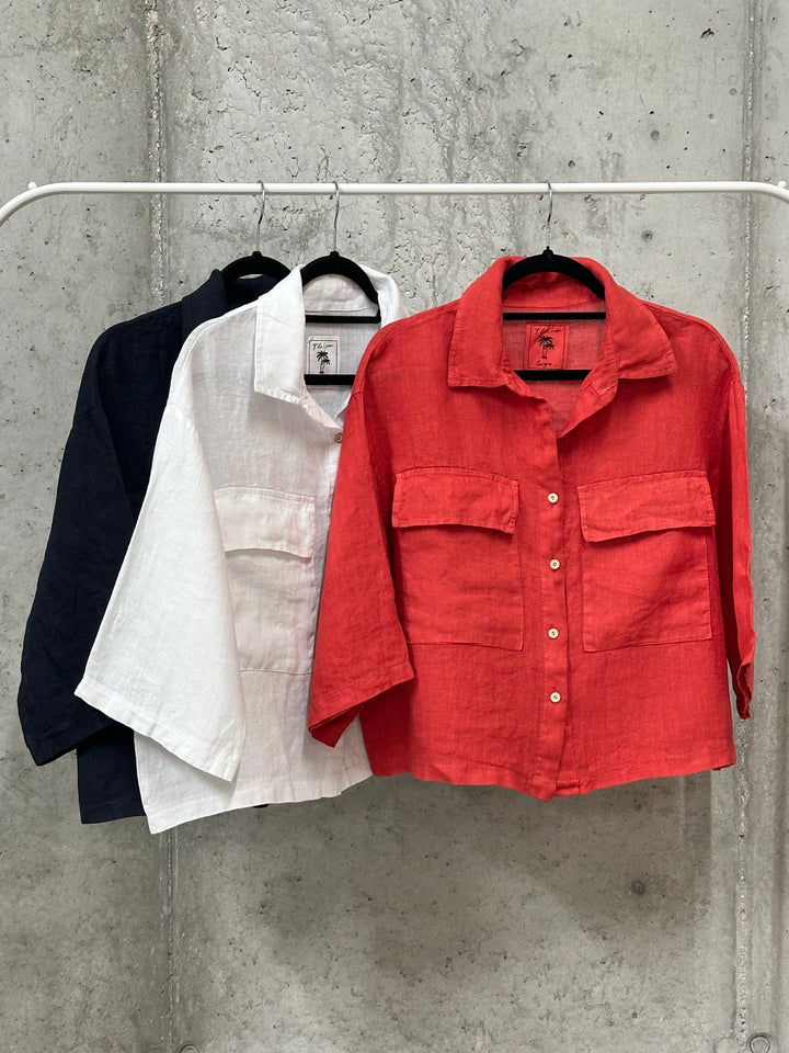 Veste/Chemisier court "Elena" 100% lin (38/42) MADE IN ITALY