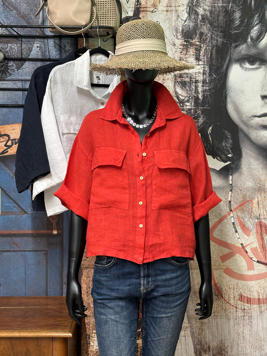 Veste/Chemisier court "Elena" 100% lin (38/42) MADE IN ITALY