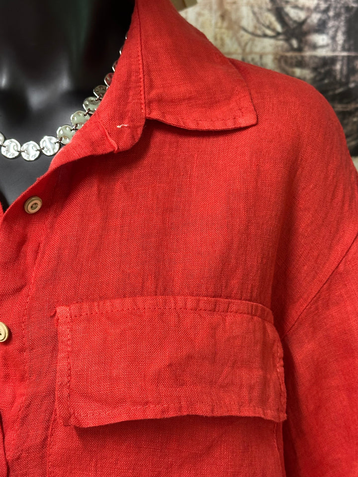 Veste/Chemisier court "Elena" 100% lin (38/42) MADE IN ITALY