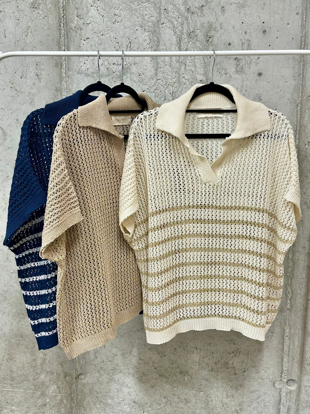Top polo "Alessia" 100% coton en maille ajourée (40/44) MADE IN ITALY
