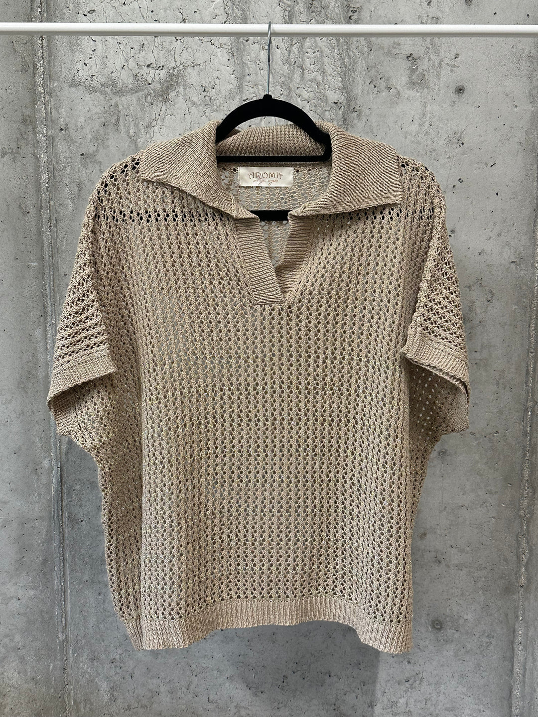 Top polo "Alessia" 100% coton en maille ajourée (40/44) MADE IN ITALY