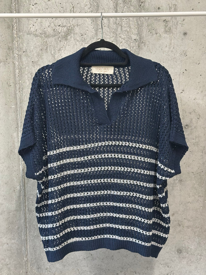 Top polo "Alessia" 100% coton en maille ajourée (40/44) MADE IN ITALY