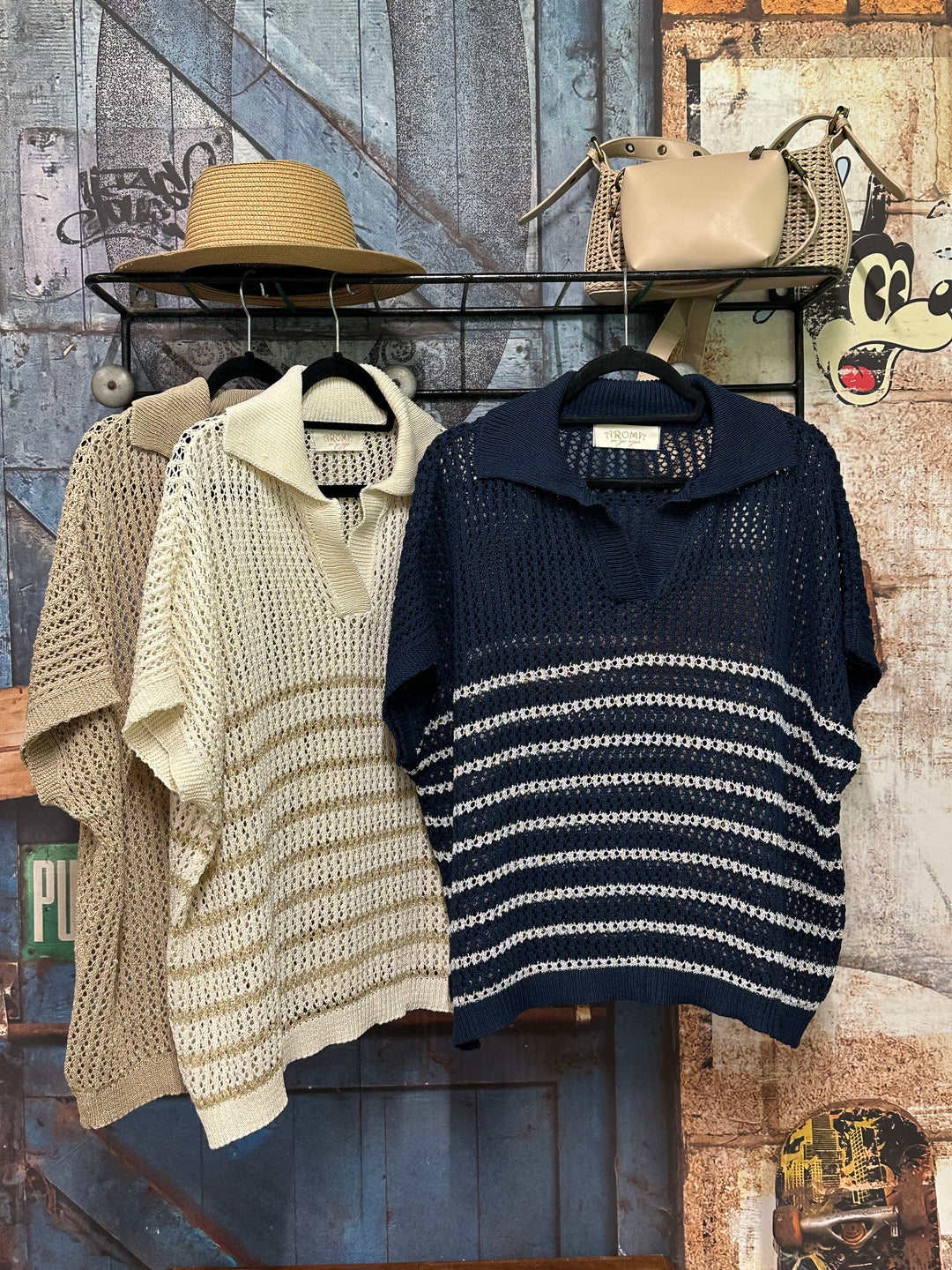 Top polo "Alessia" 100% coton en maille ajourée (40/44) MADE IN ITALY