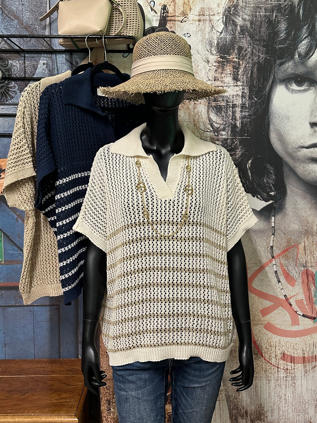 Top polo "Alessia" 100% coton en maille ajourée (40/44) MADE IN ITALY