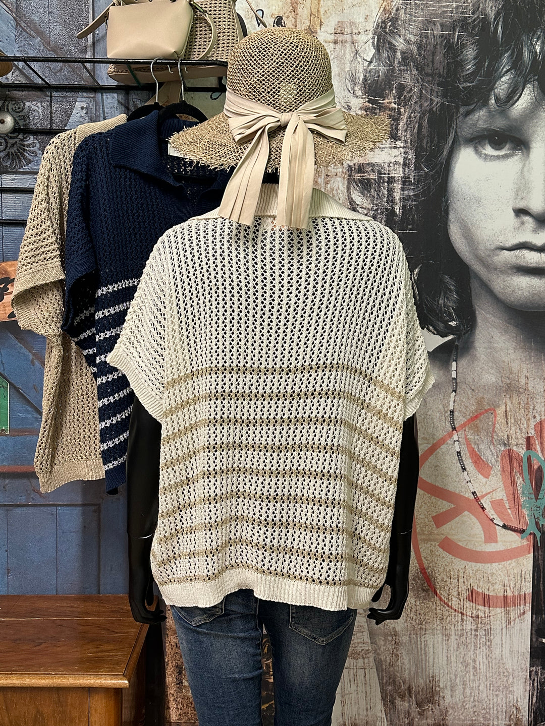 Top polo "Alessia" 100% coton en maille ajourée (40/44) MADE IN ITALY