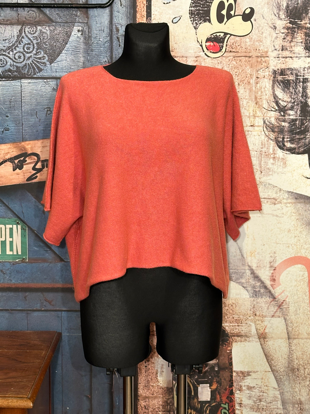 Pull court + size manches courtes rose vintage