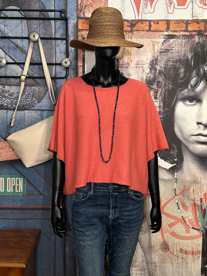Pull court + size manches courtes rose vintage