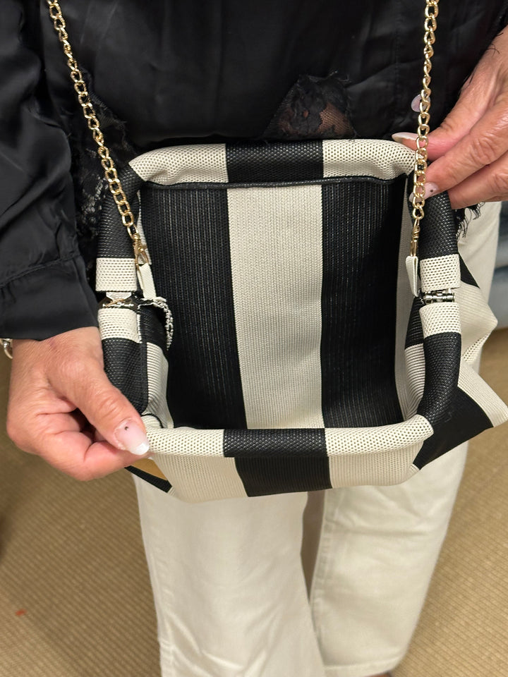 Sac pochette "Jeanne" noir &amp; écru