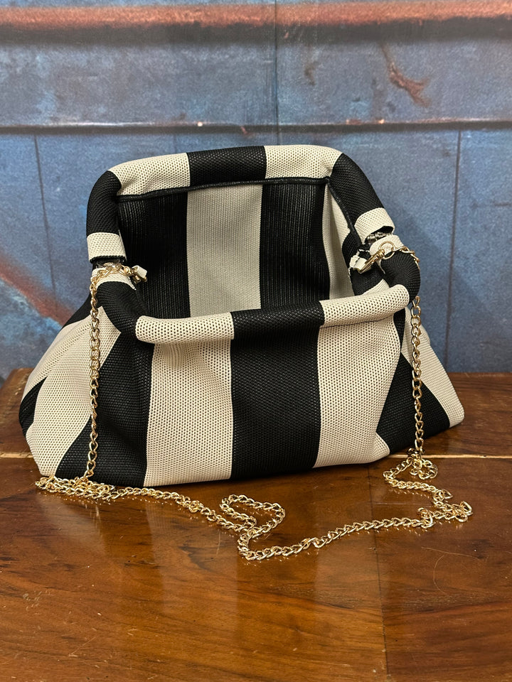 Sac pochette "Jeanne" noir &amp; écru