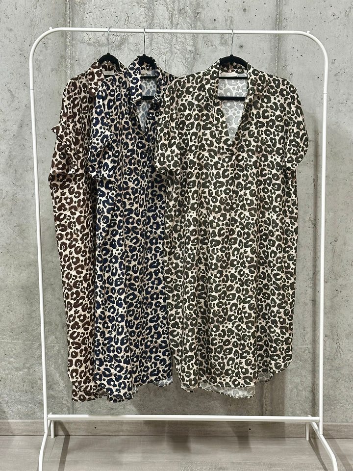 Robe chemise "Clara" imprimé léopard 100% viscose (38/42) MADE IN ITALY