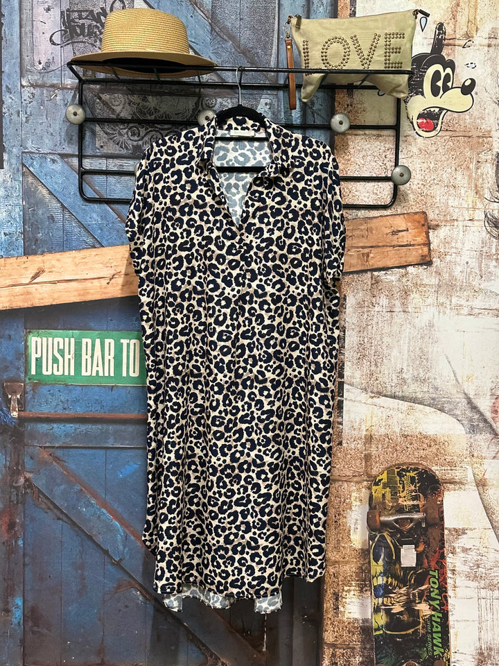 Robe chemise "Clara" imprimé léopard 100% viscose (38/42) MADE IN ITALY