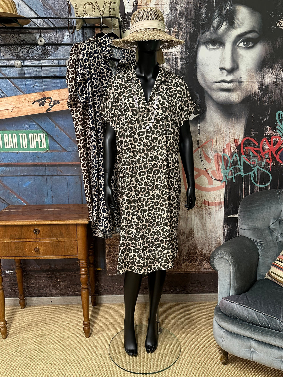 Robe chemise "Clara" imprimé léopard 100% viscose (38/42) MADE IN ITALY