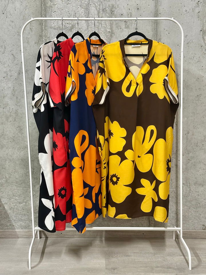 Robe longue "Céleste" imprimé floral 100% viscose (40/46) MADE IN ITALY