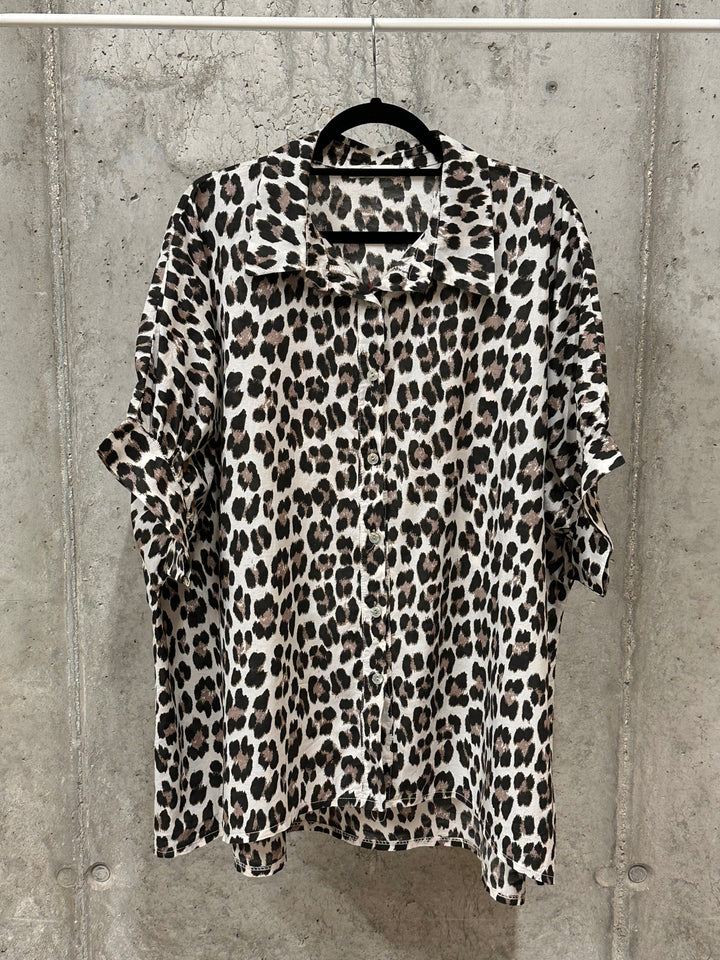 Chemisier "Lola" imprimé léopard 100% coton (42/48) MADE IN ITALY