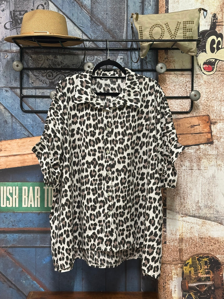 Chemisier "Lola" imprimé léopard 100% coton (42/48) MADE IN ITALY