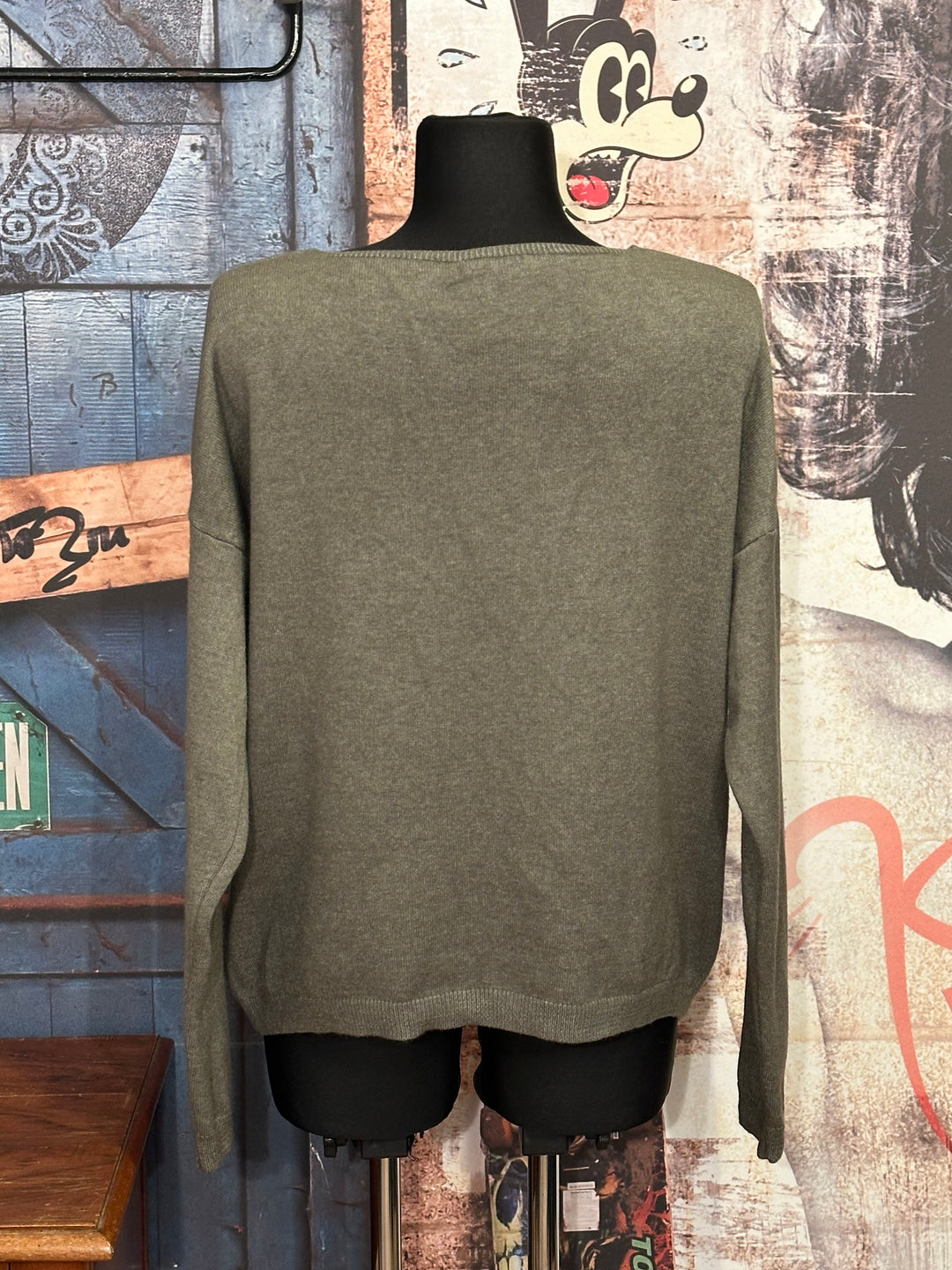 Pullover mit V-Ausschnitt "oui oui" khaki
