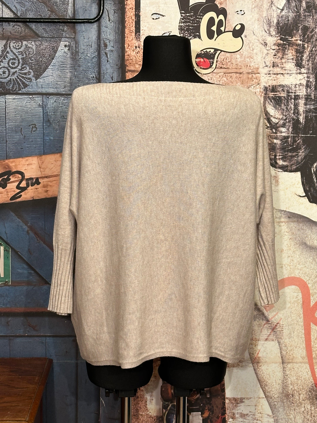 Pull manches 3/4 & col bateau beige (40/44)