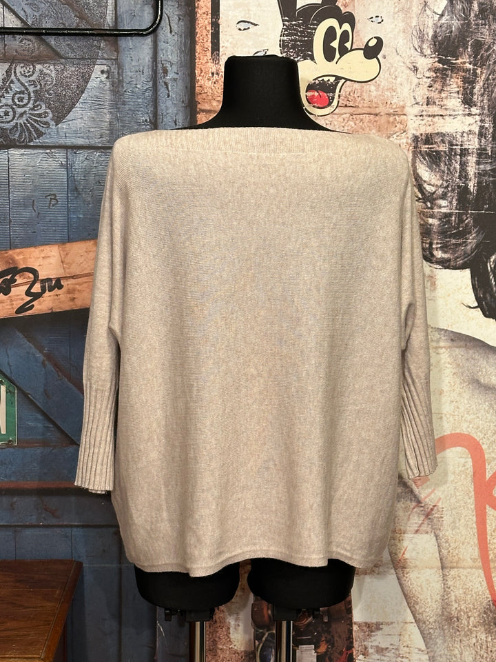 Pull manches 3/4 & col bateau beige (40/44)