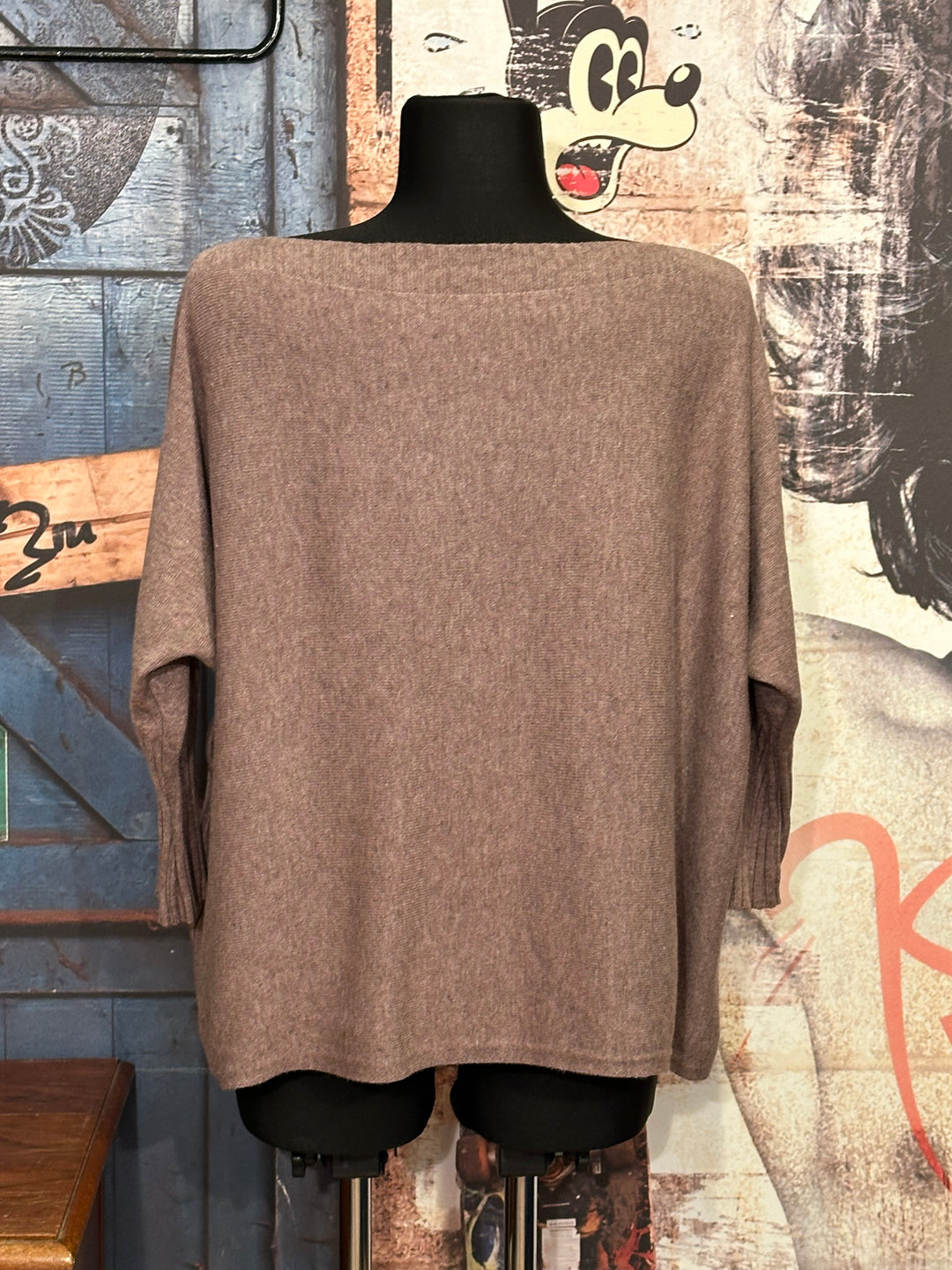 Pull manches 3/4 & col bateau taupe (40/44)