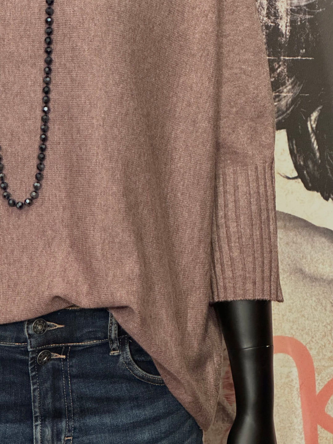 Pull manches 3/4 & col bateau taupe (40/44)