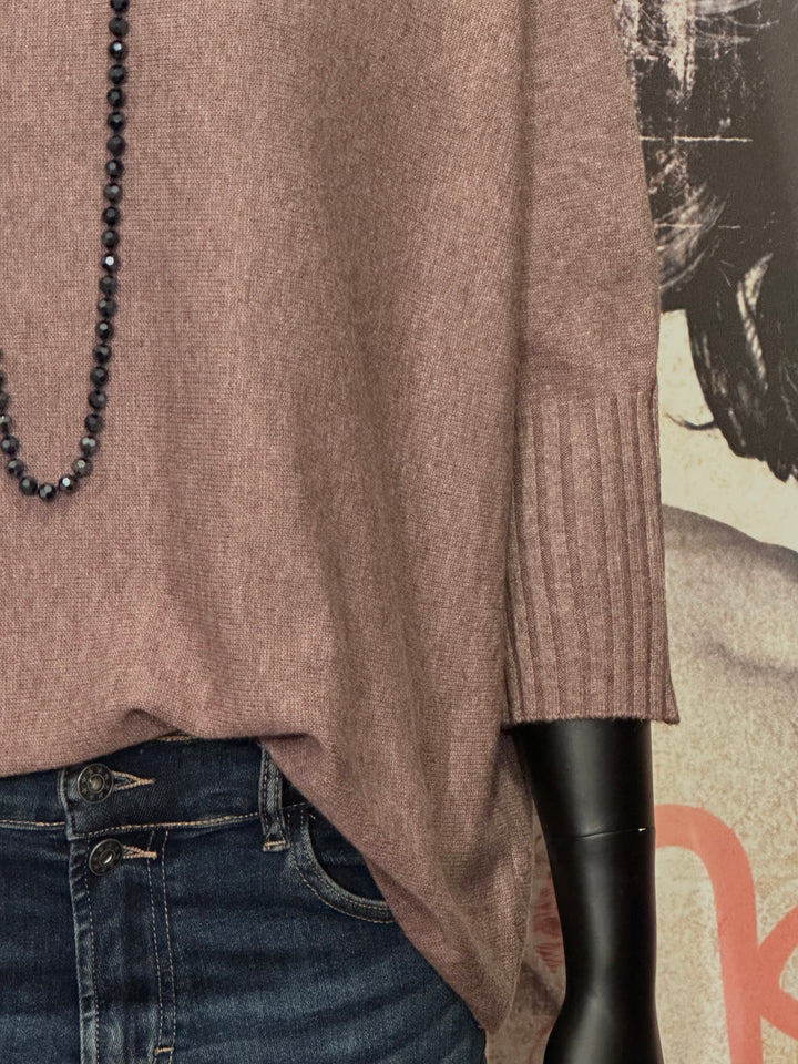 Pull manches 3/4 & col bateau taupe (40/44)