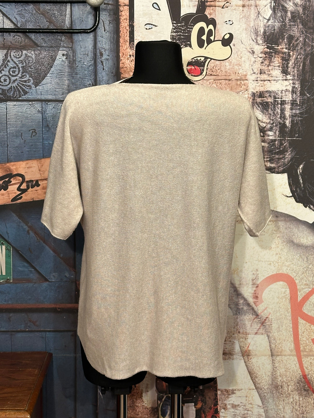 Pull manches courtes & col V beige (38/40)