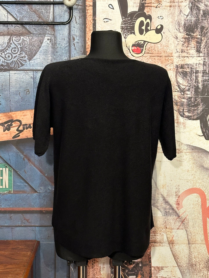 Pull manches courtes & col V noir (38/40)