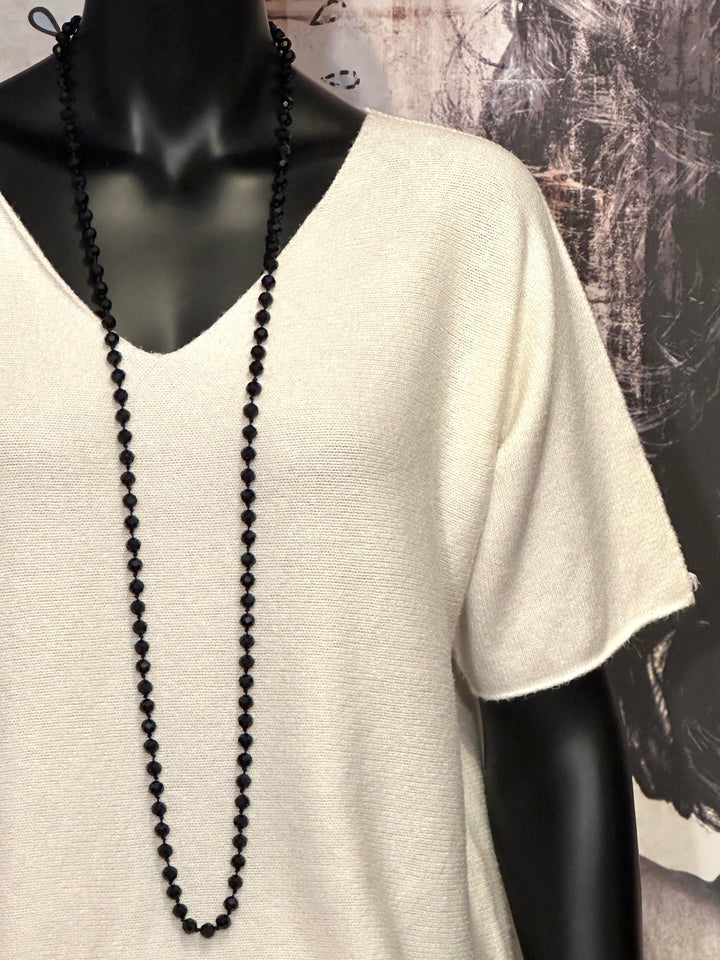 Pull manches courtes & col V écru (38/40)