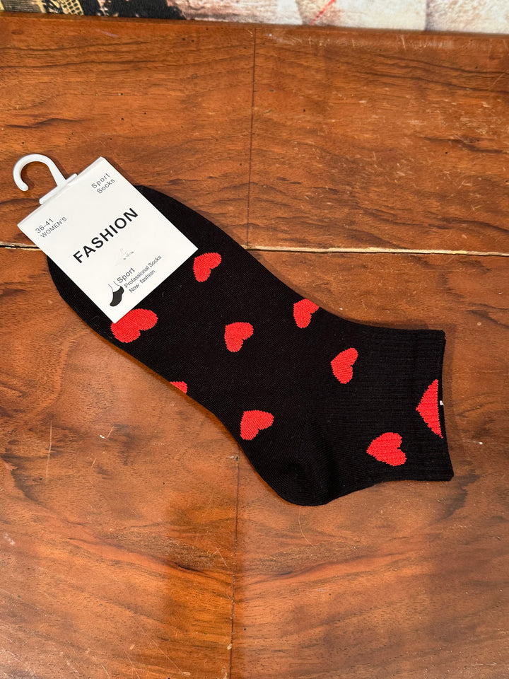 Socken "Herz" schwarz & rot
