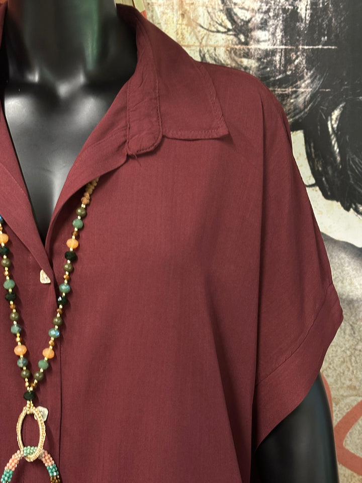 Robe chemise "Clémence" unie 100% viscose (40/46) MADE IN ITALY