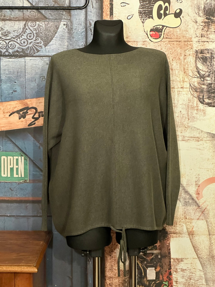 Verstellbarer einfarbiger Pullover in Khaki (38/42)