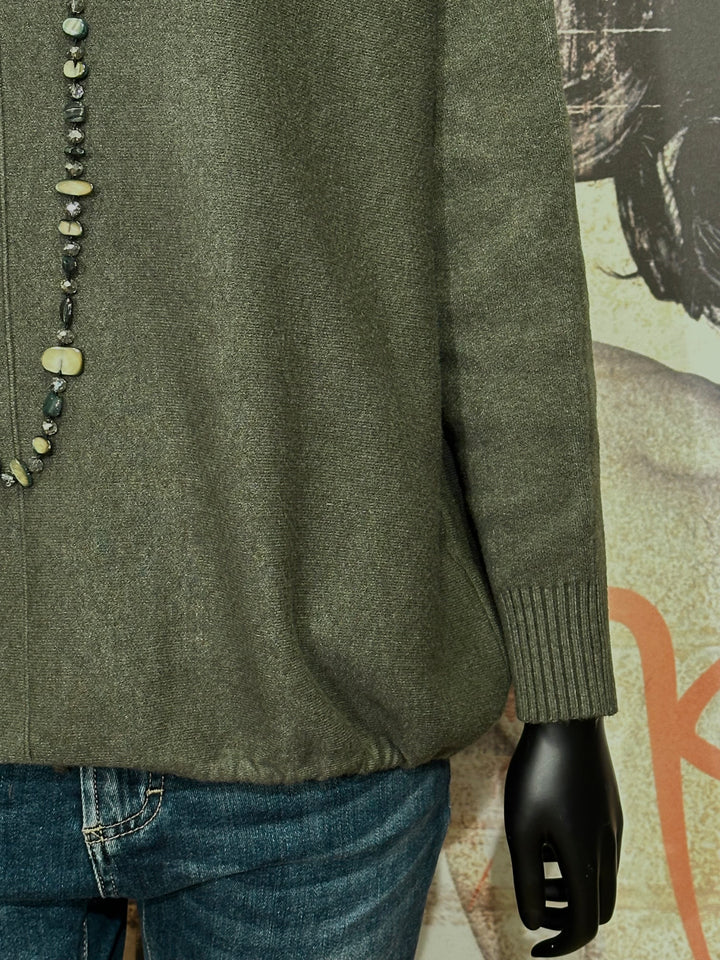 Verstellbarer einfarbiger Pullover in Khaki (38/42)