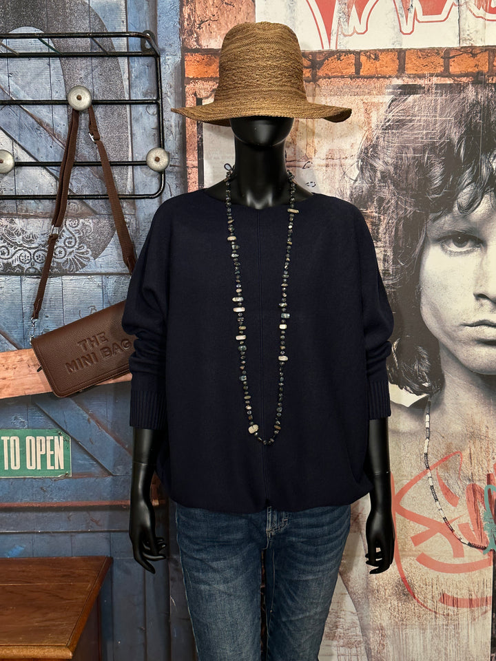 Unifarbener, verstellbarer Pullover in Marineblau (38/42)