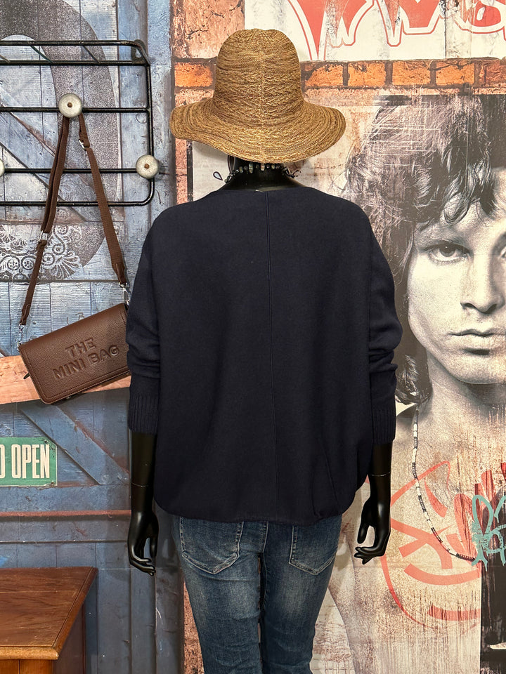 Pull uni ajustable bleu marine (38/42)