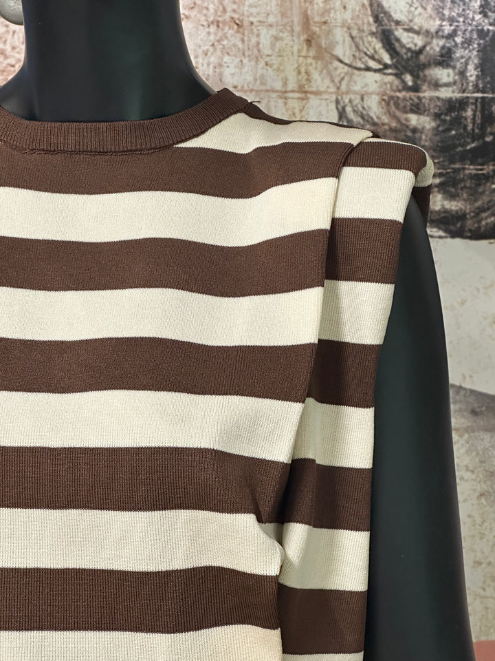 Top "Sophie" choco &amp; écru (S/M - M/L)
