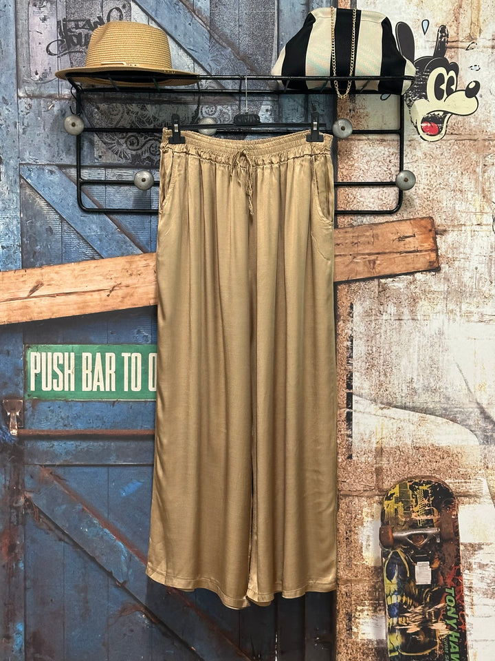 Pantalon satiné "Yanis" taille élastique 100%viscose (42/46) MADE IN ITALY