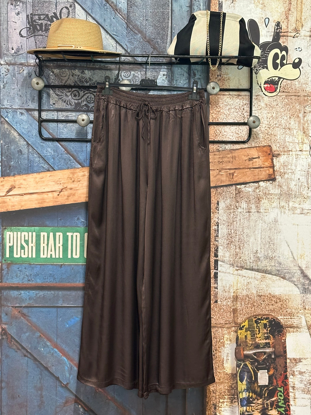 Pantalon satiné "Yanis" taille élastique 100%viscose (42/46) MADE IN ITALY