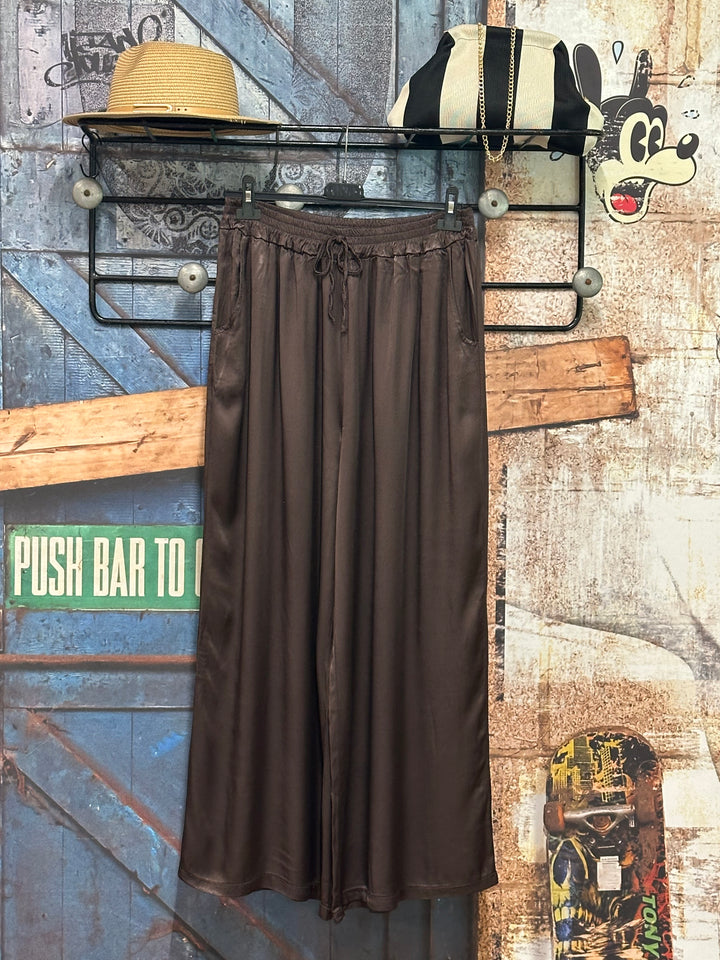 Pantalon satiné "Yanis" taille élastique 100%viscose (42/46) MADE IN ITALY