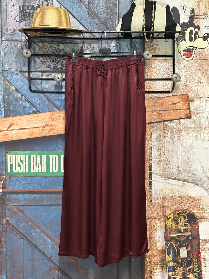 Pantalon satiné "Yanis" taille élastique 100%viscose (42/46) MADE IN ITALY