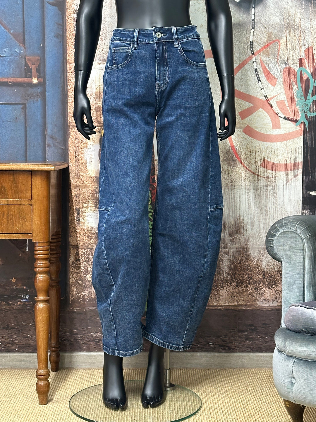 Jean "barrel" dark blue denim "" (38 ➡️ 46)